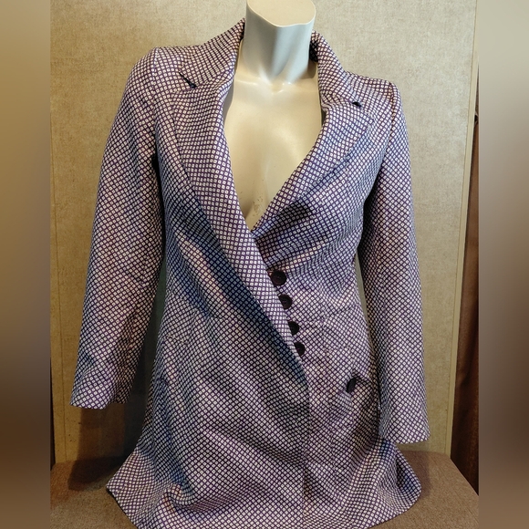 Patrizia Pepe Firenze Purple Checkered Blazer - Picture 1 of 16